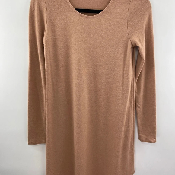 Aritzia Wilfred Free Neutral Tan Scoop Neck Lightweight Sweater Dress Size Small - Picture 3 of 8